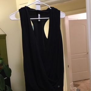 Fabletics open- front black tank